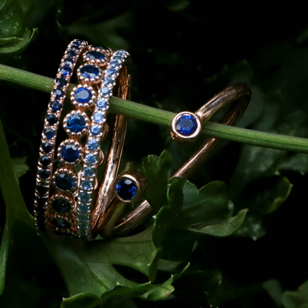 Fancy Bezel Diamond Eternity Ring Blue Sapphire