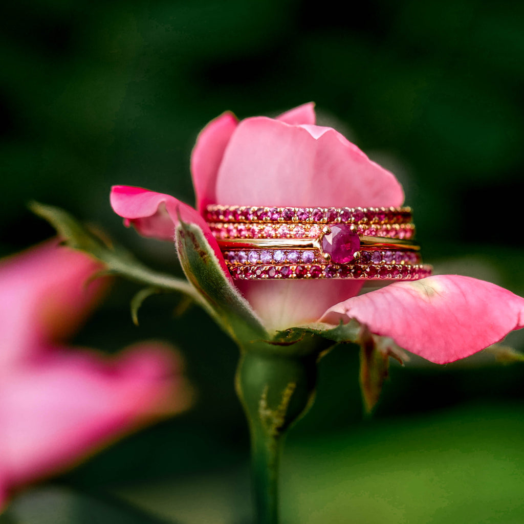 Medium Round Ruby Solitaire Stack Ring