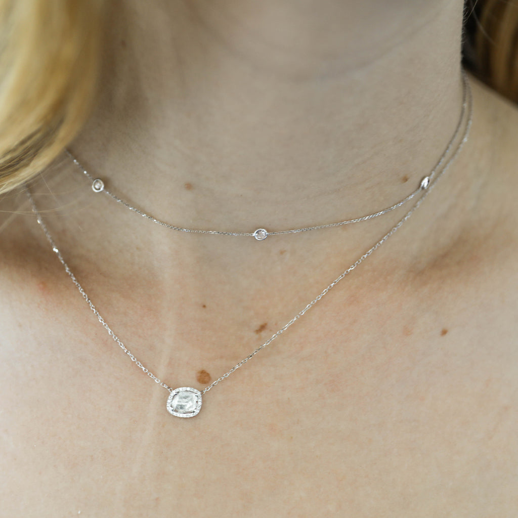 Diamond Station Choker Necklace - White