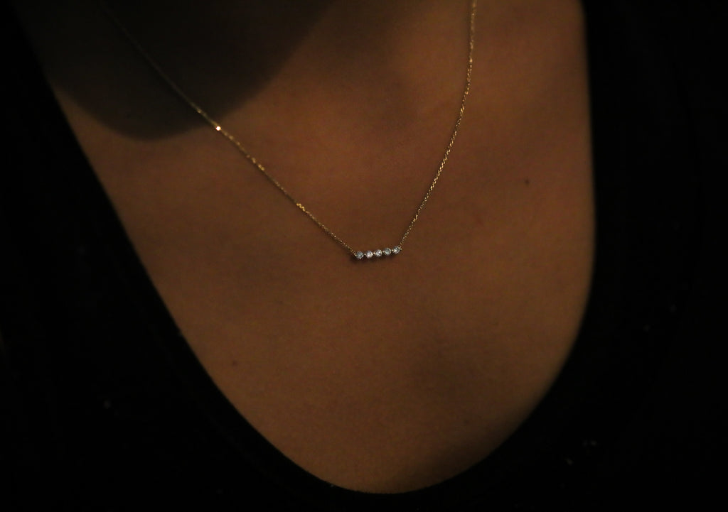 Five Diamond Row Necklace