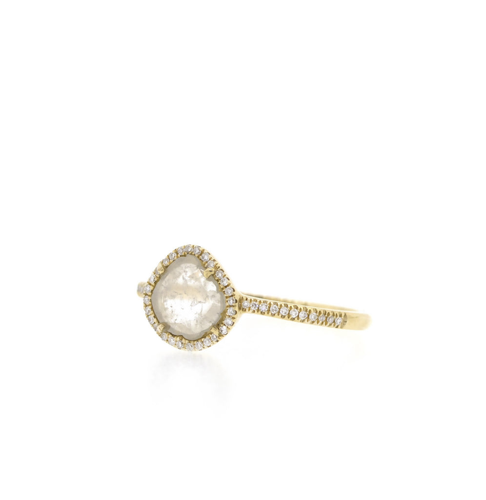 Diamond Slice Ring with Pave Band-Yellow