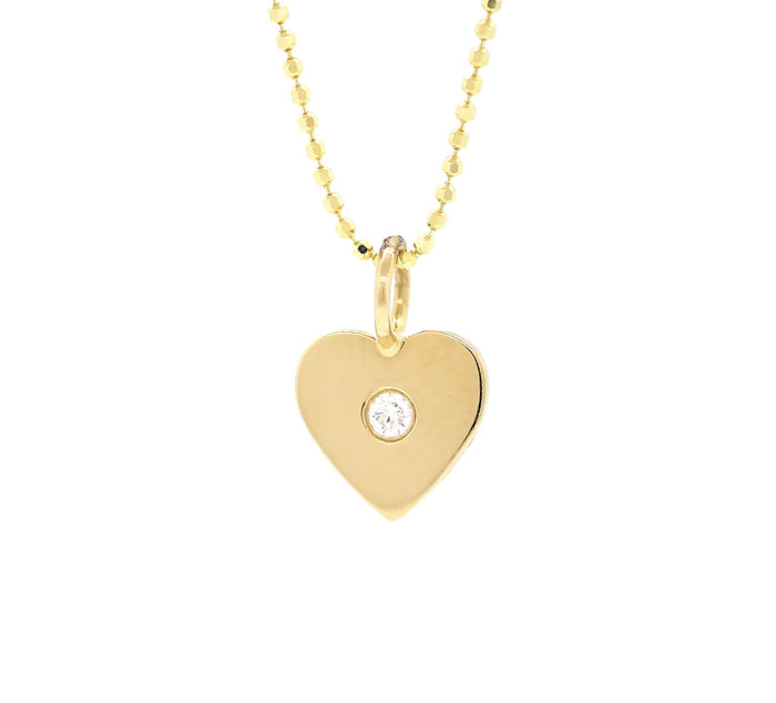 Gold Diamond Solitaire Heart Necklace