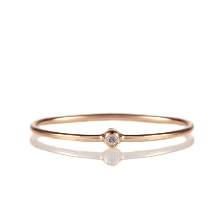 14K Rose Gold Solitaire Diamond Stack Band