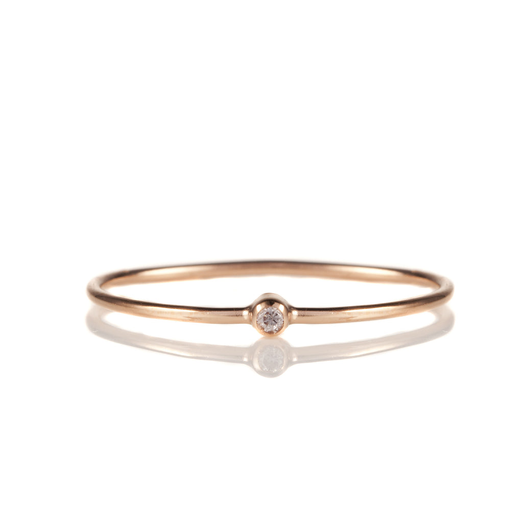 14K Rose Gold Solitaire Diamond Stack Band