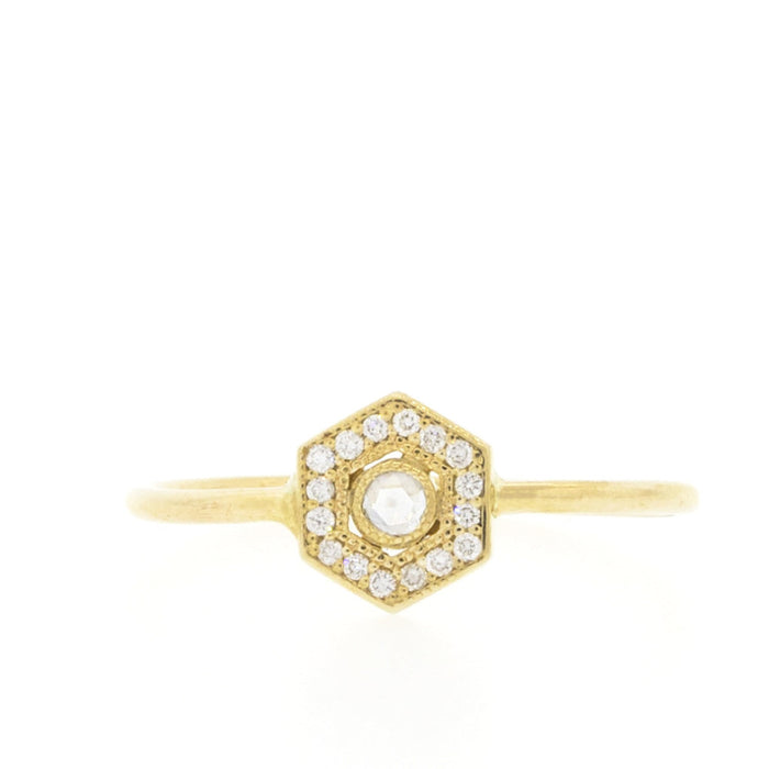 Hexagon Ring with Pave Diamonds