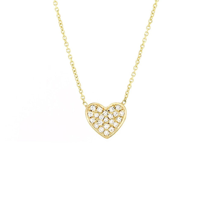 Pave Diamond Heart Necklace-Yellow Gold