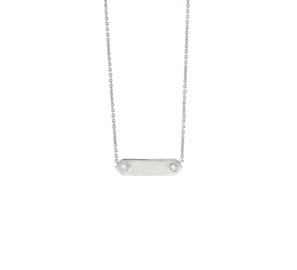 Custom Petite Plaque Necklace with Diamonds