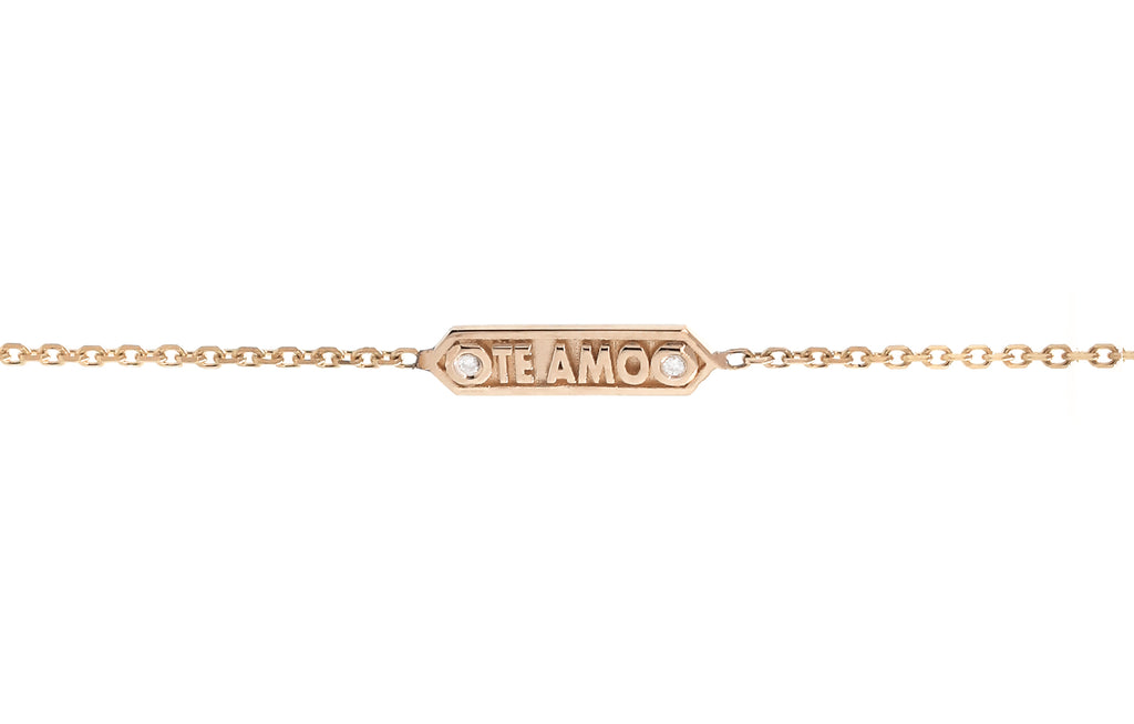 Gold Plaque Bracelet Te Amo