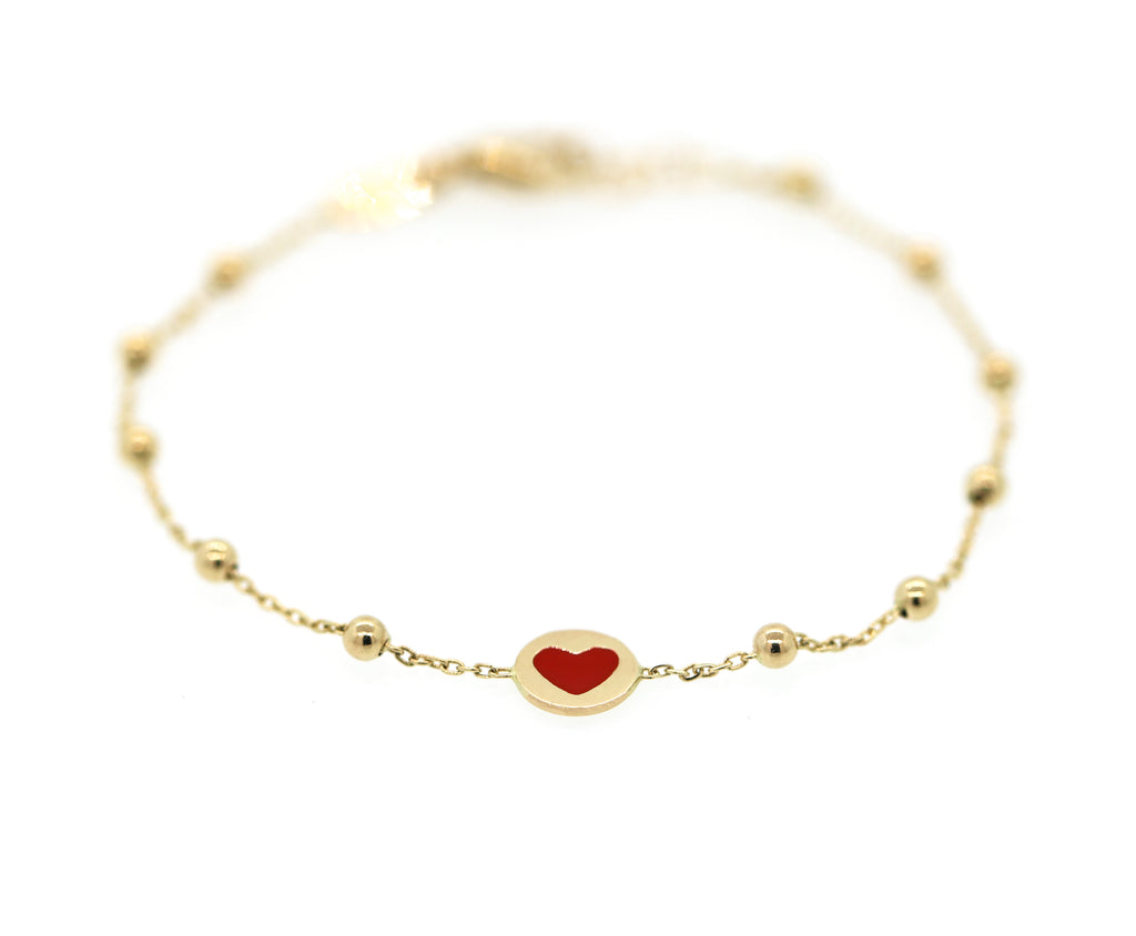 Gold Enamel Heart Bracelet