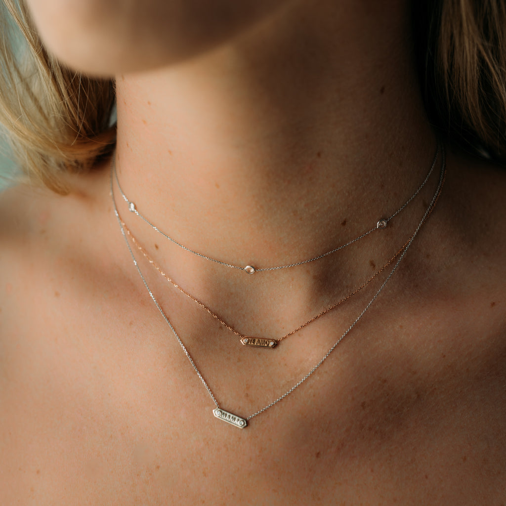 Diamond Station Choker Necklace - White