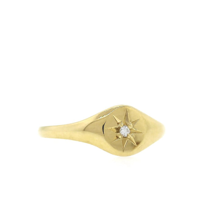Starburst Diamond Signet Ring