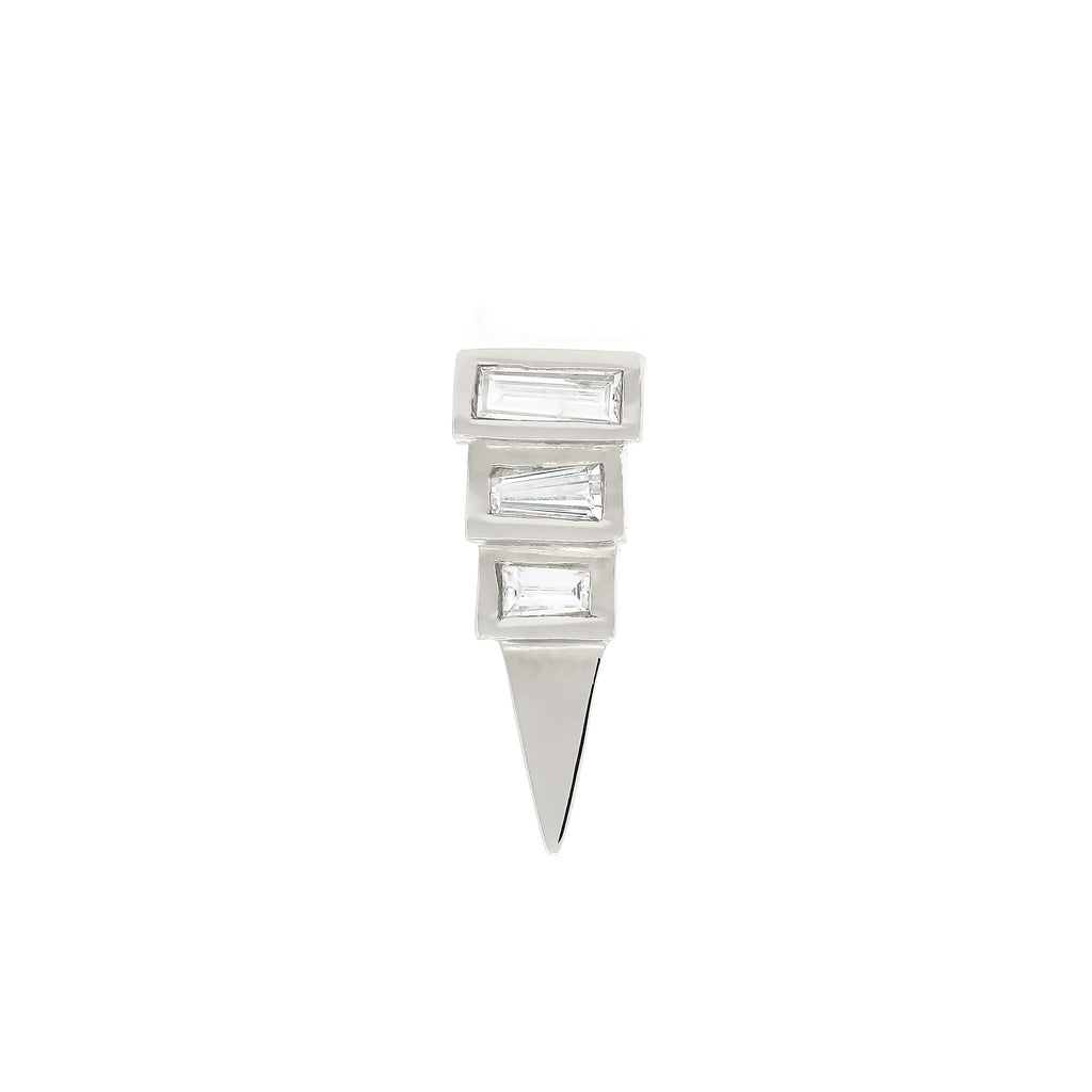 Baguette Diamond Pyramid Stud Earring