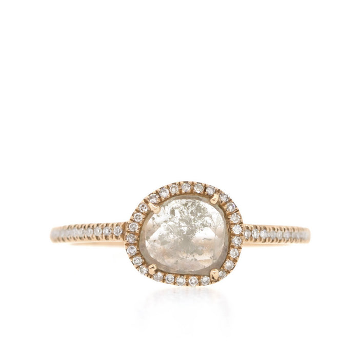 Diamond Slice Ring with Pave Band-Rose