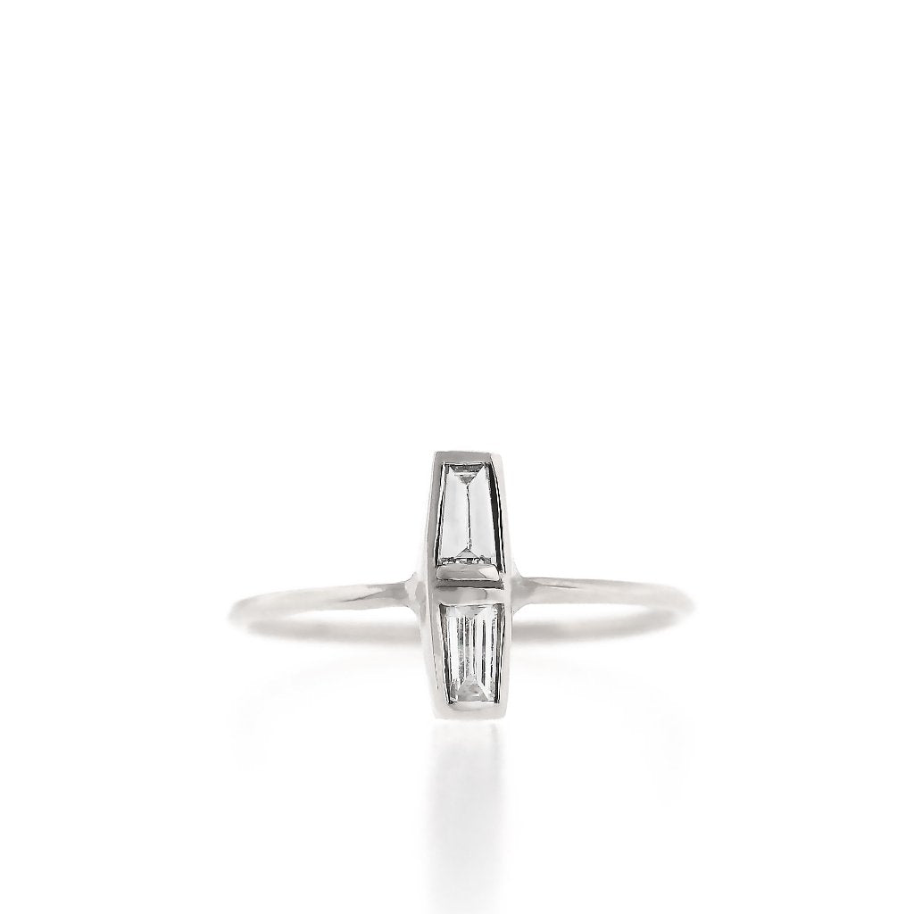 Double Baguette Diamond Ring - Vertical
